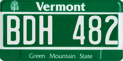 VT license plate BDH482