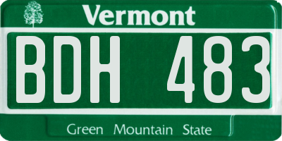 VT license plate BDH483