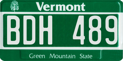 VT license plate BDH489