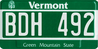 VT license plate BDH492