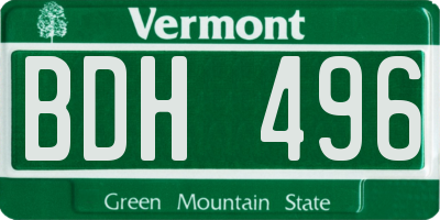 VT license plate BDH496