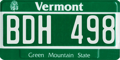 VT license plate BDH498