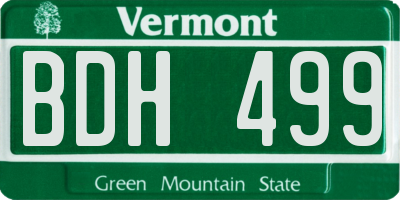 VT license plate BDH499