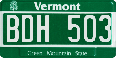 VT license plate BDH503