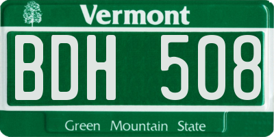 VT license plate BDH508
