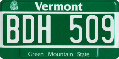 VT license plate BDH509