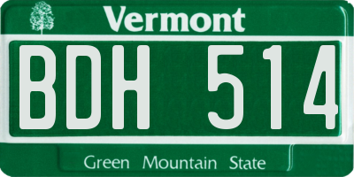 VT license plate BDH514