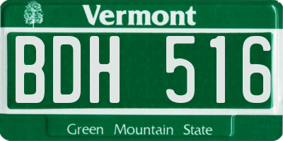 VT license plate BDH516