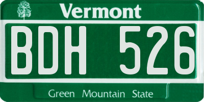 VT license plate BDH526