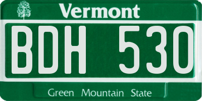 VT license plate BDH530