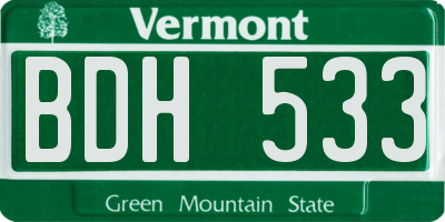 VT license plate BDH533