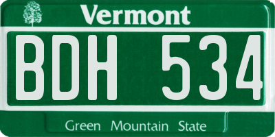 VT license plate BDH534