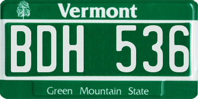 VT license plate BDH536