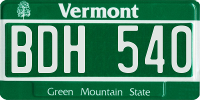 VT license plate BDH540