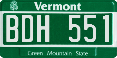 VT license plate BDH551
