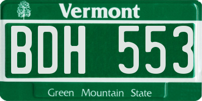 VT license plate BDH553
