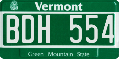 VT license plate BDH554