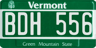 VT license plate BDH556
