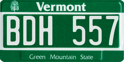 VT license plate BDH557