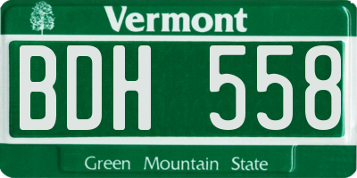 VT license plate BDH558