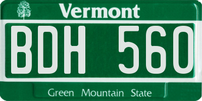 VT license plate BDH560