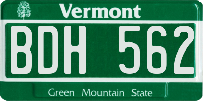 VT license plate BDH562