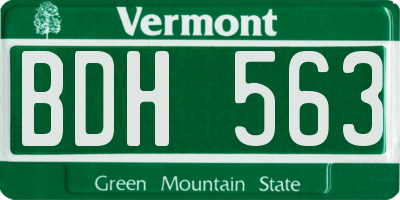 VT license plate BDH563