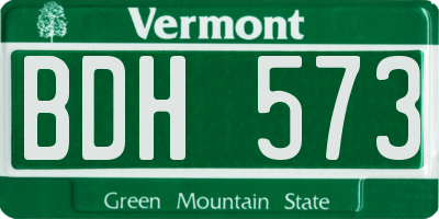 VT license plate BDH573