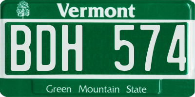VT license plate BDH574
