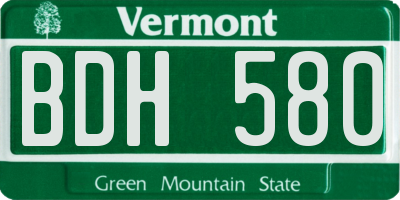 VT license plate BDH580