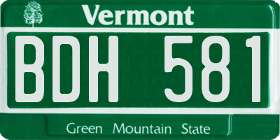 VT license plate BDH581