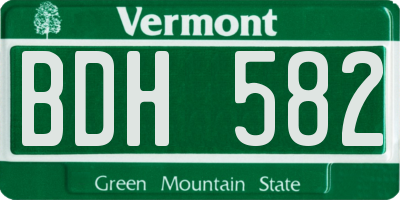 VT license plate BDH582