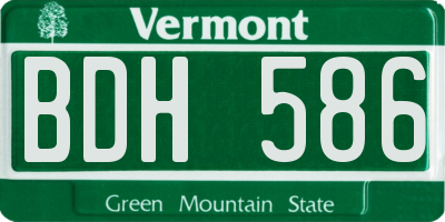 VT license plate BDH586