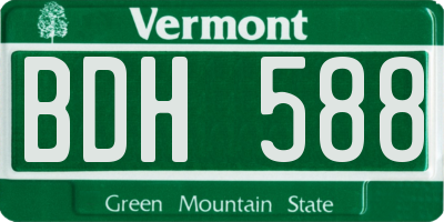 VT license plate BDH588