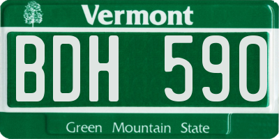 VT license plate BDH590