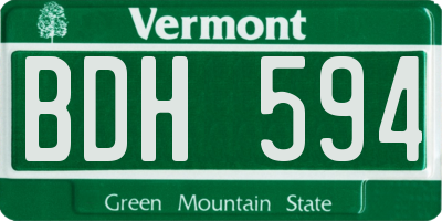 VT license plate BDH594
