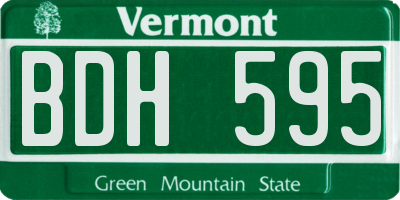 VT license plate BDH595