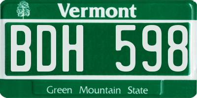 VT license plate BDH598