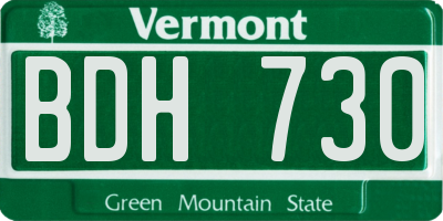 VT license plate BDH730