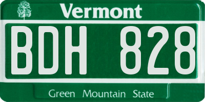VT license plate BDH828