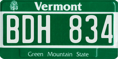 VT license plate BDH834