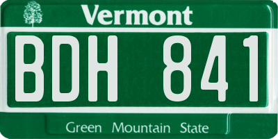 VT license plate BDH841