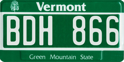 VT license plate BDH866