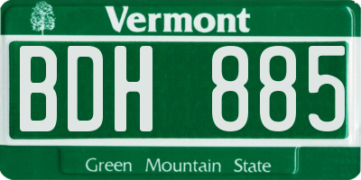 VT license plate BDH885