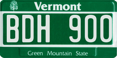VT license plate BDH900