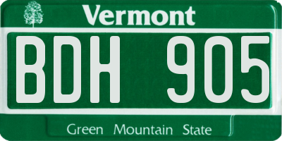 VT license plate BDH905
