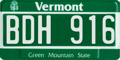 VT license plate BDH916
