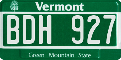 VT license plate BDH927