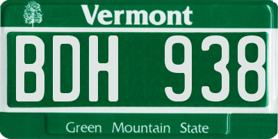 VT license plate BDH938