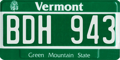 VT license plate BDH943